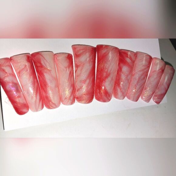 Hand crafted custom 10pc duck shape acrylic press on nails sz large - Picture 7 of 8